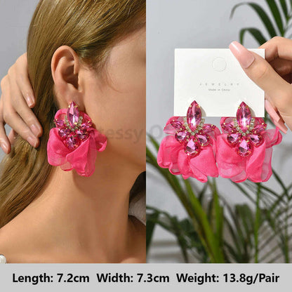 Romantic Valentines Crystal Dangle Earrings For Women Luxury Party Maple Leaf Round High Quality Unusual Jewelry Large Pendants