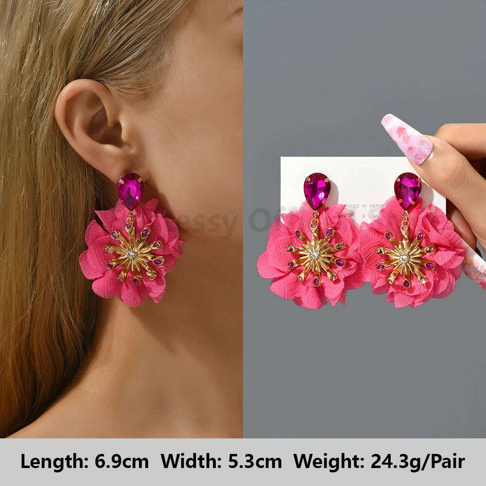 Romantic Valentines Crystal Dangle Earrings For Women Luxury Party Maple Leaf Round High Quality Unusual Jewelry Large Pendants