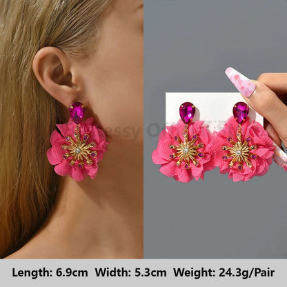 Romantic Valentines Crystal Dangle Earrings For Women Luxury Party Maple Leaf Round High Quality Unusual Jewelry Large Pendants