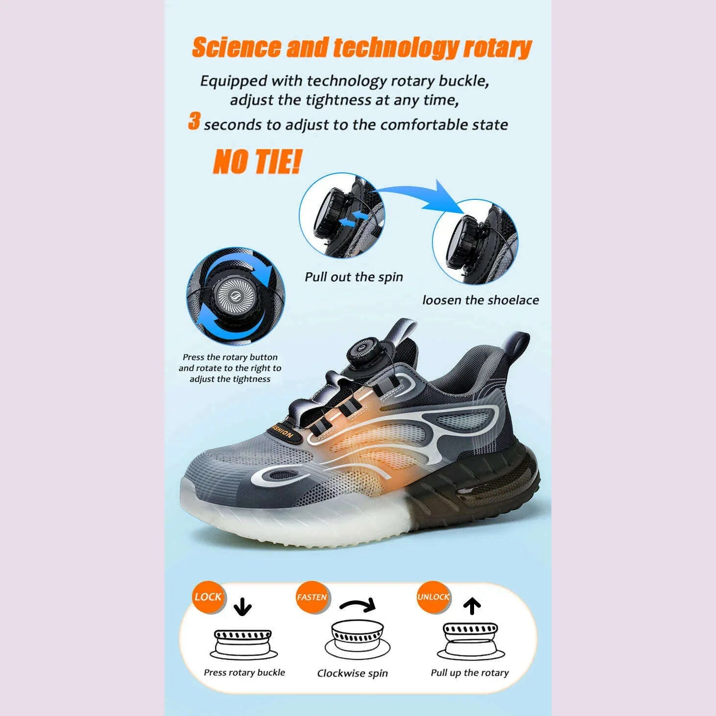 Rotating Buckle for Safety Shoes Men's Work Boot Breathable Light Steel Toe  Protective Sneakers Welted Business Security Shoes
