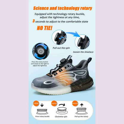 Rotating Buckle for Safety Shoes Men's Work Boot Breathable Light Steel Toe  Protective Sneakers Welted Business Security Shoes