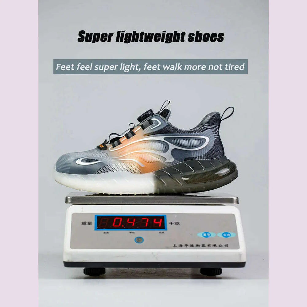 Rotating Buckle for Safety Shoes Men's Work Boot Breathable Light Steel Toe  Protective Sneakers Welted Business Security Shoes