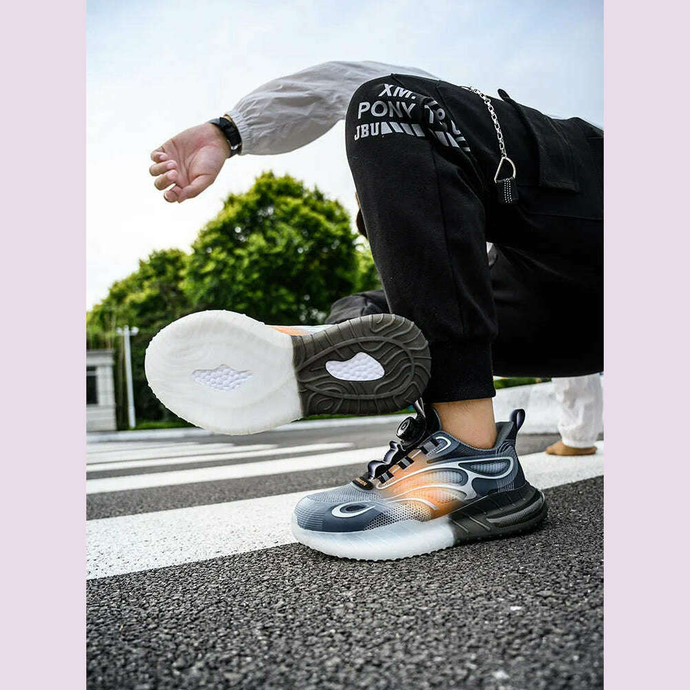 Rotating Buckle for Safety Shoes Men's Work Boot Breathable Light Steel Toe  Protective Sneakers Welted Business Security Shoes