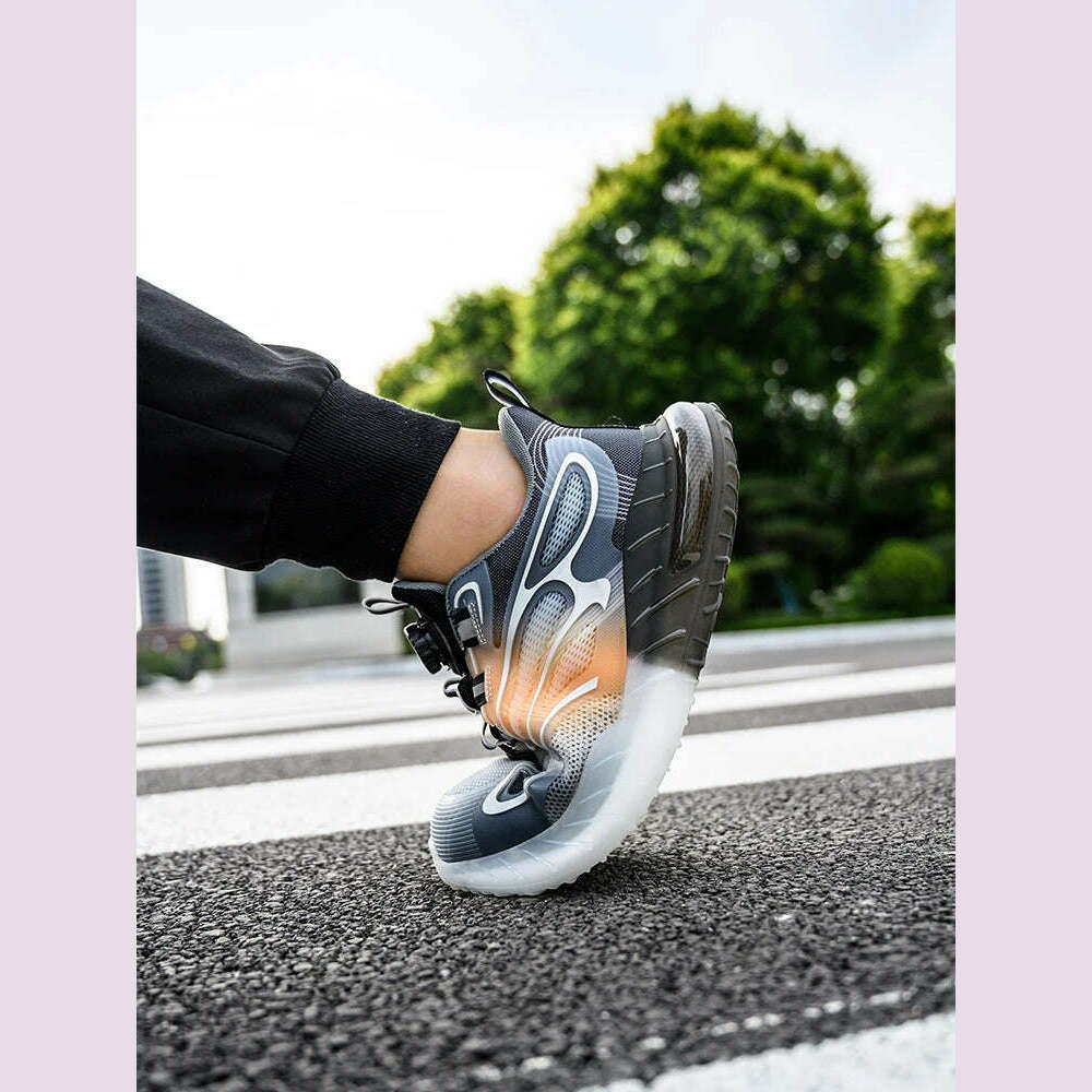 Rotating Buckle for Safety Shoes Men's Work Boot Breathable Light Steel Toe  Protective Sneakers Welted Business Security Shoes