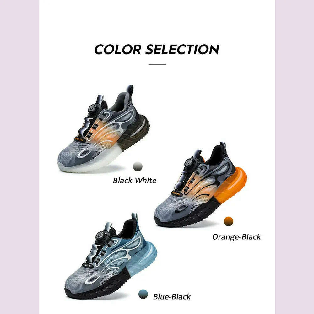 Rotating Buckle for Safety Shoes Men's Work Boot Breathable Light Steel Toe  Protective Sneakers Welted Business Security Shoes