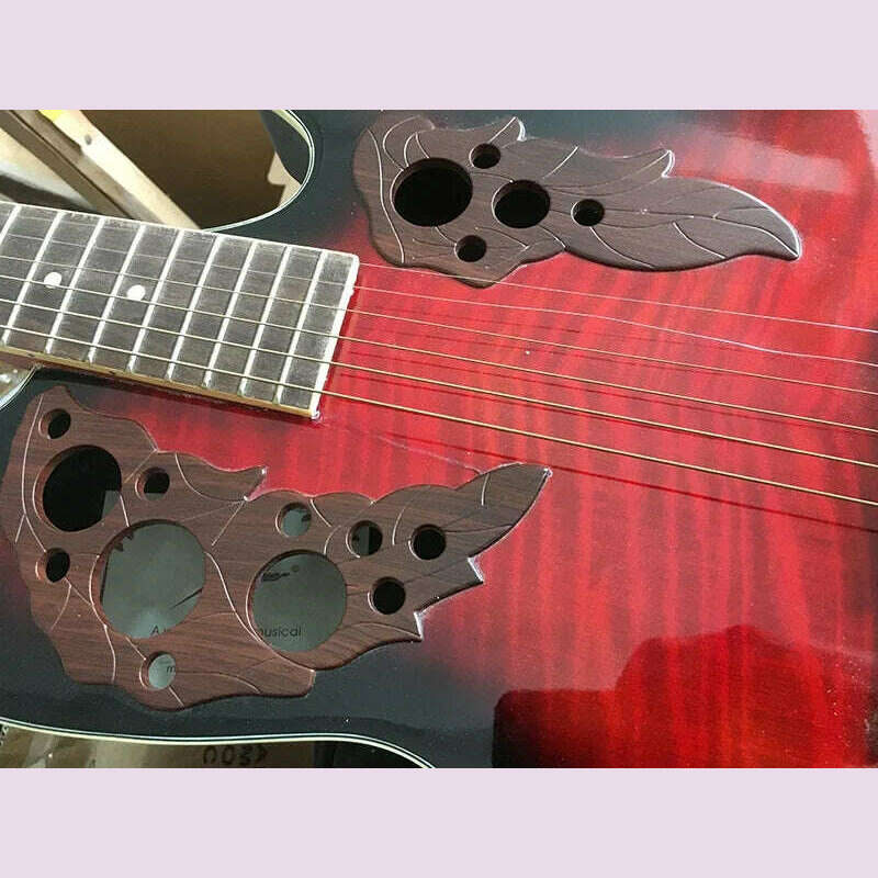 Round Back Acoustic Guitar with Small Flaws Flame Top High Gloss 6 Strings 38"
