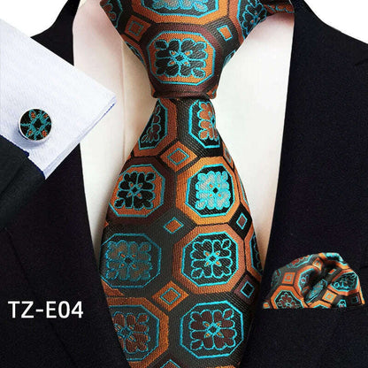 Royal Striped Paisley Ties For Men Luxury 8cm Necktie Pocket Square Cufflinks Gift Set Jacquard Weave Tie Suit Accessories