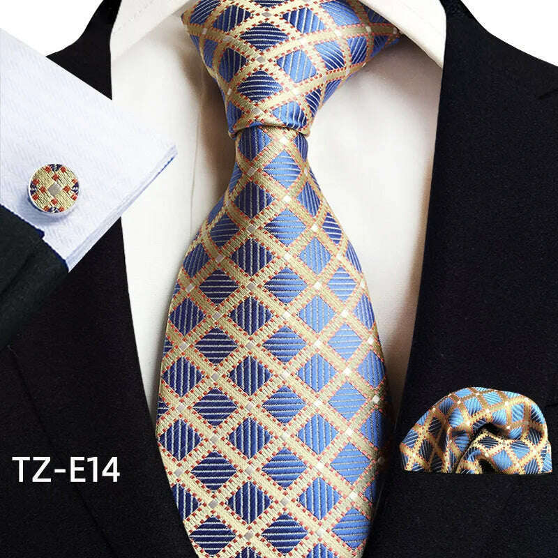Royal Striped Paisley Ties For Men Luxury 8cm Necktie Pocket Square Cufflinks Gift Set Jacquard Weave Tie Suit Accessories