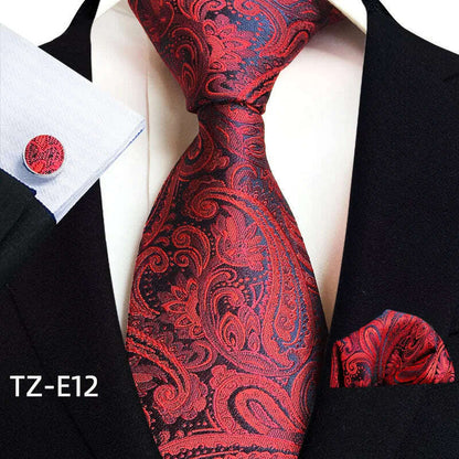 Royal Striped Paisley Ties For Men Luxury 8cm Necktie Pocket Square Cufflinks Gift Set Jacquard Weave Tie Suit Accessories