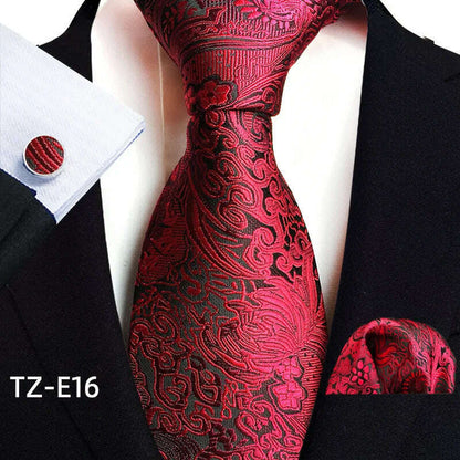 Royal Striped Paisley Ties For Men Luxury 8cm Necktie Pocket Square Cufflinks Gift Set Jacquard Weave Tie Suit Accessories