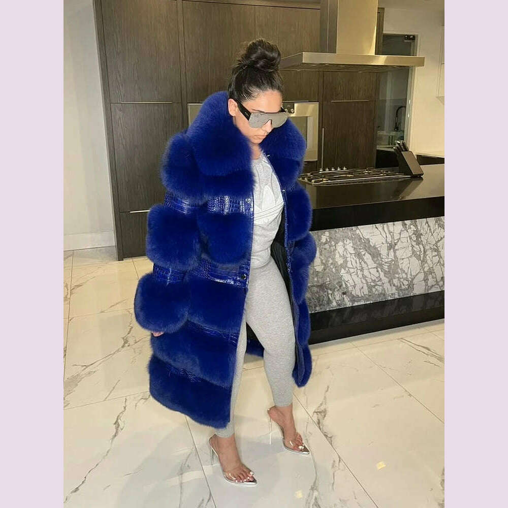 RR2831 Two Ways Wear Long Faux Fur Coats Women Stand Fur Collar Long Sleeve Fake Fox Fur Winter Jackets Women Waist Zipper