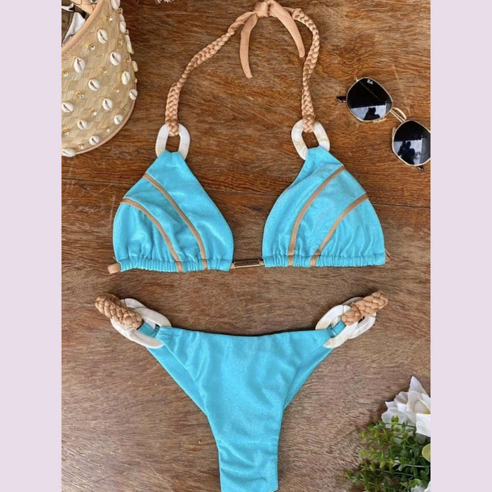 RUOTONGSEPT Black Bandeau Bikini Set Swimwear Women Push Up Biquini Sexy Thong Bikinis Patchwork Swimsuit Backless Bathingsuit
