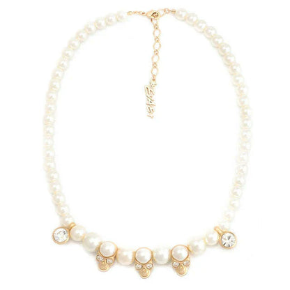 SALUTE ACADEMY EVA Hip Hop Punk Diamond Pearl Skull Personality Cool Necklace Set For Men Women Girls Party Rapper Jewelry Gift