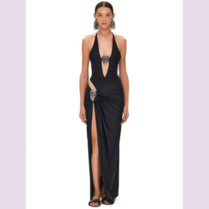 Sexy Deep V Neck Swimsuit With Skirt Women 2 Pcs Suits 2025  High Leg Backless Swimwear Fashion Female Holiday Beachwear Outfits