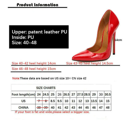 Shoes Designer New Women Pumps Fashion Pointed Toe Patent Leather 14CM Thin Heels Novelty Modern Sandals Fashion Women's Shoes