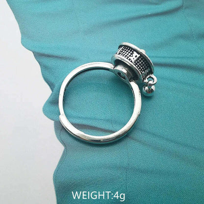 Shuangshuo Anti Stress Anxiety Ring Mandala Flower Finger Rings for Woman Open Adjustable Spinner Rings Fidget Ring Boho Jewelry