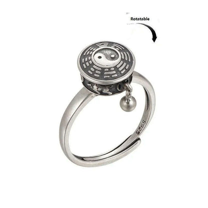 Shuangshuo Anti Stress Anxiety Ring Mandala Flower Finger Rings for Woman Open Adjustable Spinner Rings Fidget Ring Boho Jewelry