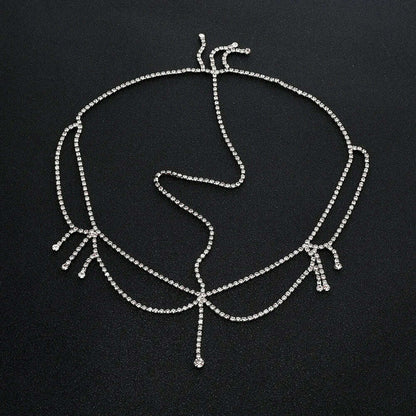 Simple Rhinestone Hair Chain Band Accessories for Women Party Crystal Headpiece Bridal Forehead Jewelry Tiara Fringe Headdress
