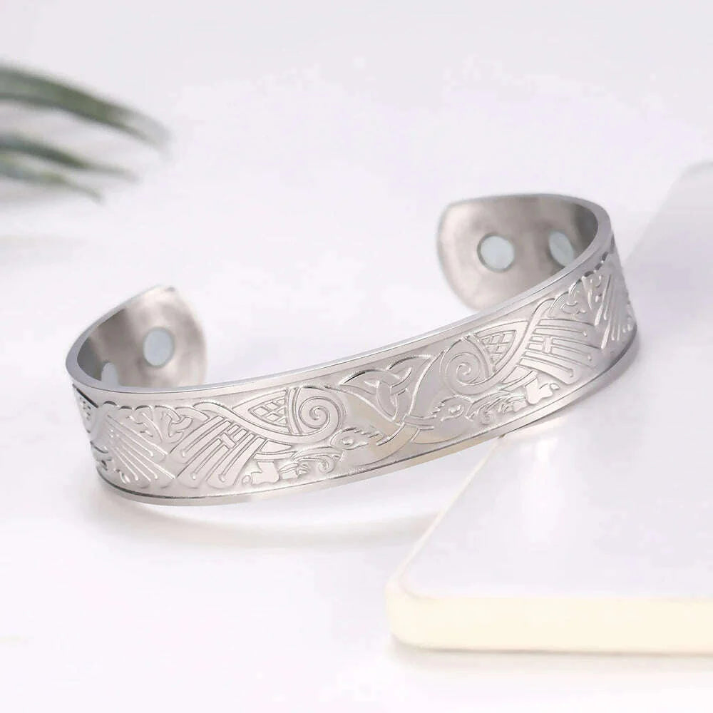 Skyrim Health Magnetic Therapy 316L Stainless Steel Bracelets Phoenix Totem Viking Cuff Bangle Wiccan Amulet Bracelet Women Men