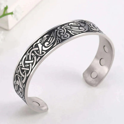 Skyrim Health Magnetic Therapy 316L Stainless Steel Bracelets Phoenix Totem Viking Cuff Bangle Wiccan Amulet Bracelet Women Men