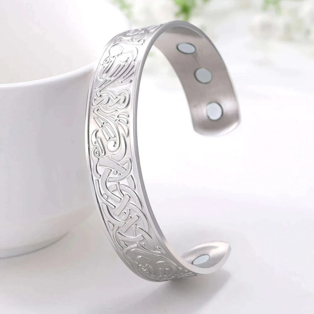 Skyrim Health Magnetic Therapy 316L Stainless Steel Bracelets Phoenix Totem Viking Cuff Bangle Wiccan Amulet Bracelet Women Men