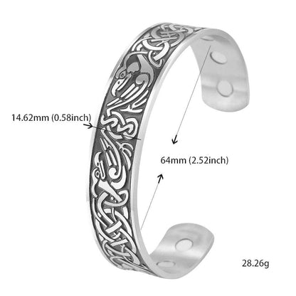 Skyrim Health Magnetic Therapy 316L Stainless Steel Bracelets Phoenix Totem Viking Cuff Bangle Wiccan Amulet Bracelet Women Men