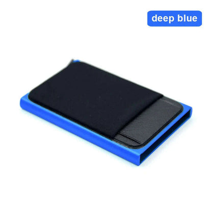 Slim Aluminum Card Wallet With Elasticity Back Pouch ID Credit Card Holder Mini RFID Wallet Automatic Pop up Bank Card Case