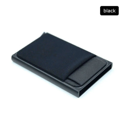 Slim Aluminum Card Wallet With Elasticity Back Pouch ID Credit Card Holder Mini RFID Wallet Automatic Pop up Bank Card Case