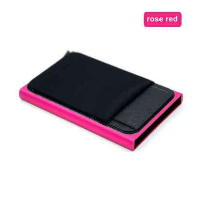 Slim Aluminum Card Wallet With Elasticity Back Pouch ID Credit Card Holder Mini RFID Wallet Automatic Pop up Bank Card Case