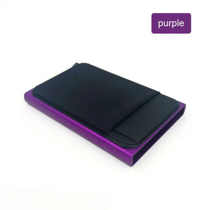 Slim Aluminum Card Wallet With Elasticity Back Pouch ID Credit Card Holder Mini RFID Wallet Automatic Pop up Bank Card Case