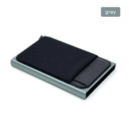 Slim Aluminum Card Wallet With Elasticity Back Pouch ID Credit Card Holder Mini RFID Wallet Automatic Pop up Bank Card Case