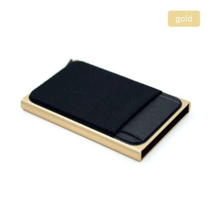 Slim Aluminum Card Wallet With Elasticity Back Pouch ID Credit Card Holder Mini RFID Wallet Automatic Pop up Bank Card Case