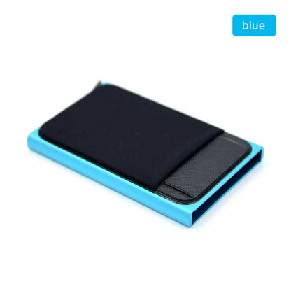 Slim Aluminum Card Wallet With Elasticity Back Pouch ID Credit Card Holder Mini RFID Wallet Automatic Pop up Bank Card Case