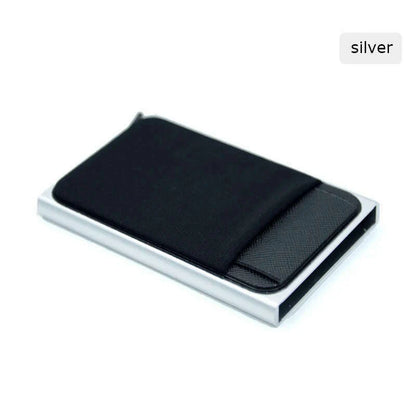 Slim Aluminum Card Wallet With Elasticity Back Pouch ID Credit Card Holder Mini RFID Wallet Automatic Pop up Bank Card Case