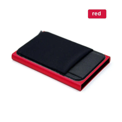 Slim Aluminum Card Wallet With Elasticity Back Pouch ID Credit Card Holder Mini RFID Wallet Automatic Pop up Bank Card Case