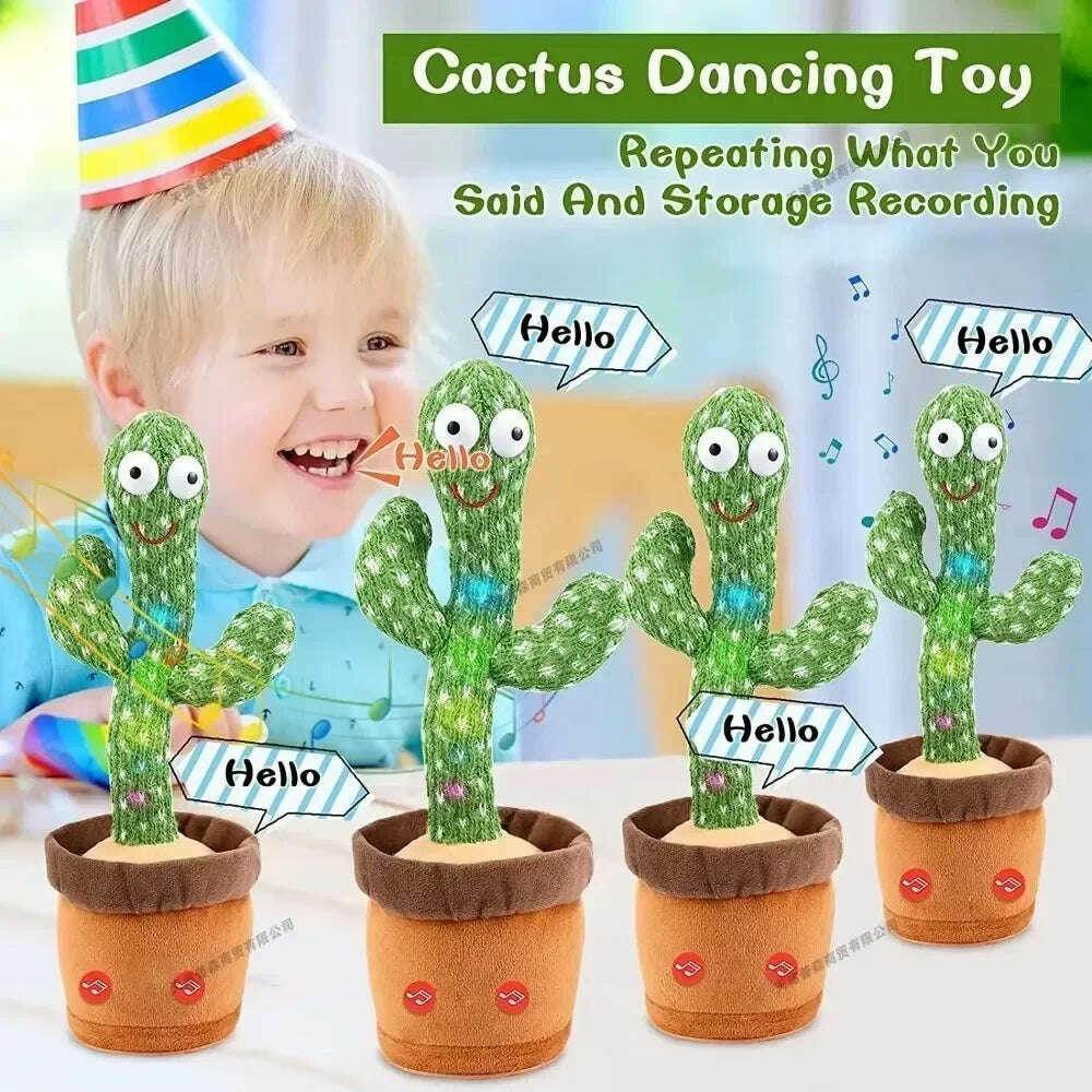 Smart Electronic Plush Toy for Baby Singing Dancing Talking and Sound Recording Cactus Toys for Kids Xmas Gifts for Children