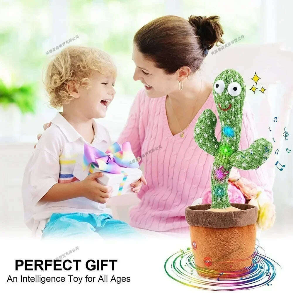 Smart Electronic Plush Toy for Baby Singing Dancing Talking and Sound Recording Cactus Toys for Kids Xmas Gifts for Children
