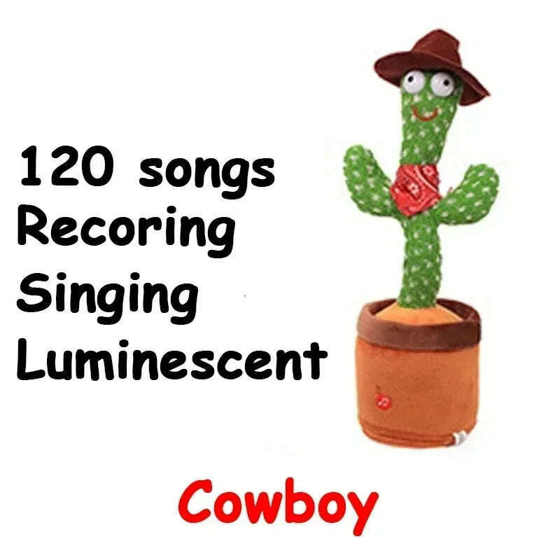 Smart Electronic Plush Toy for Baby Singing Dancing Talking and Sound Recording Cactus Toys for Kids Xmas Gifts for Children