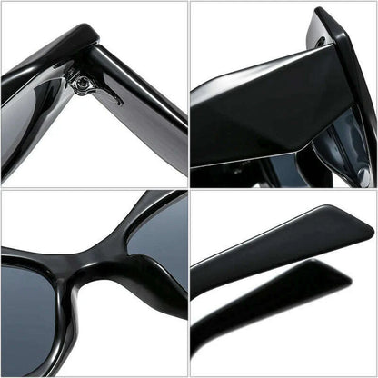 SO&amp;EI Fashion Oversized Polygon Cat Eye Sunglasses Women Retro Colorful Leopard Shades UV400 Men Gradient Sun Glasses