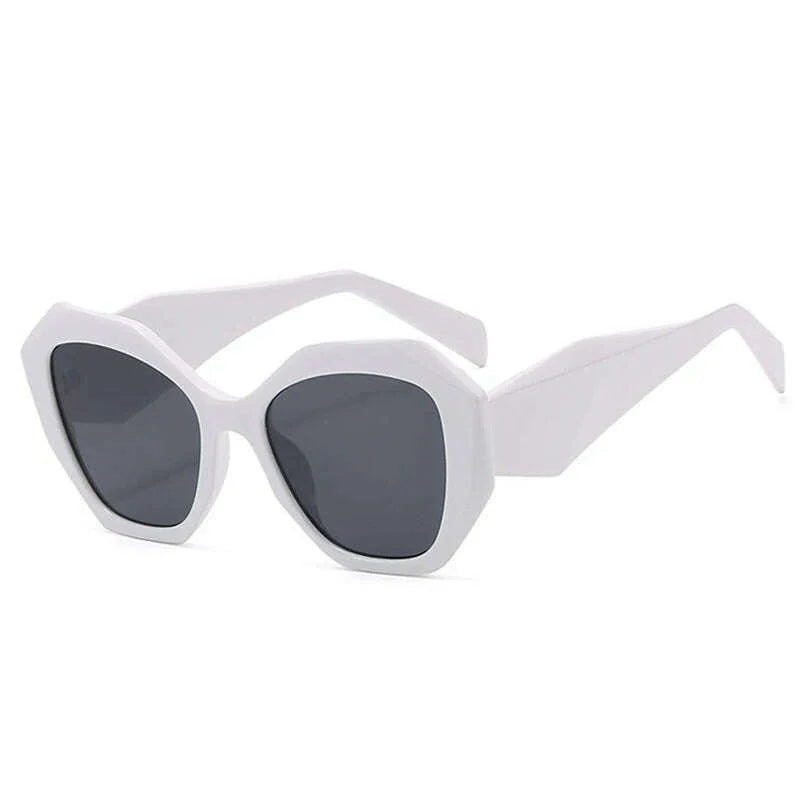 SO&amp;EI Fashion Oversized Polygon Cat Eye Sunglasses Women Retro Colorful Leopard Shades UV400 Men Gradient Sun Glasses