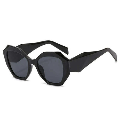 SO&amp;EI Fashion Oversized Polygon Cat Eye Sunglasses Women Retro Colorful Leopard Shades UV400 Men Gradient Sun Glasses