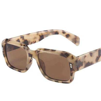 SO&amp;EI Fashion Polygon Square Sunglasses Women Retro Rivets Decoration Jelly Color Shades UV400 Men Trending Gradient Sun Glasses