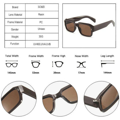 SO&amp;EI Fashion Polygon Square Sunglasses Women Retro Rivets Decoration Jelly Color Shades UV400 Men Trending Gradient Sun Glasses