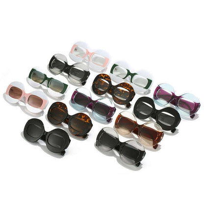 SO&amp;EI Fashion Round Contrast Color Women Sunglasses Retro Oval Clear Gradient Lens Shades UV400 Men Trending Punk Sun Glasses