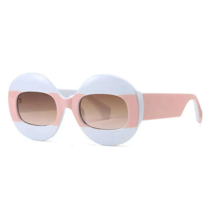 SO&amp;EI Fashion Round Contrast Color Women Sunglasses Retro Oval Clear Gradient Lens Shades UV400 Men Trending Punk Sun Glasses