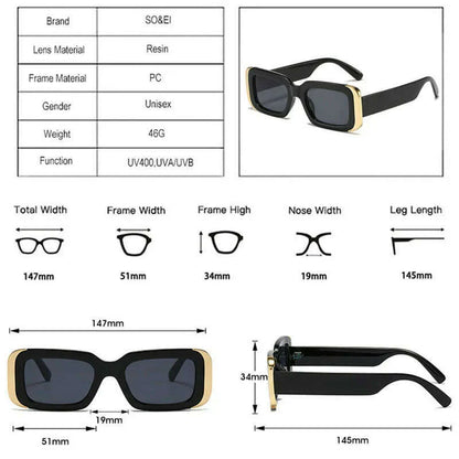 SO&amp;EI Ins Popular Fashion Square Sunglasses Women Retro Brand Designer Jelly Color Shades UV400 Men Gradient Sun Glasses
