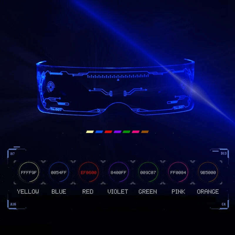 SO&amp;EI LED Luminous Sunglasses Vintage Punk Goggles Men Women Fashion Party Christmas Colorful Light Up Glasses Shades UV400