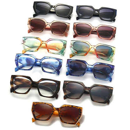 SO&amp;EI Retro Polygon Cat Eye Colorful Sunglasses Women Fashion Brand Designer Clear Gradient Shades UV400 Men Sun Glasses