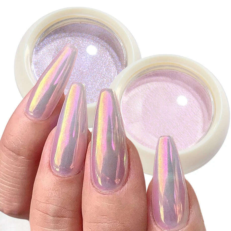 Solid Powder Nail Glitter Aurora Mirror Chrome Mermaid Pigment Holographic Rubbing Dust Nail Art Decorations Manicure TRG01-06-2
