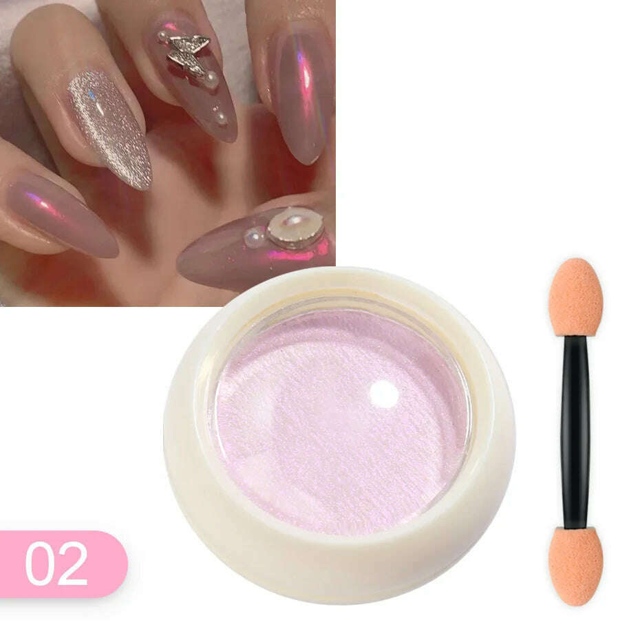 Solid Powder Nail Glitter Aurora Mirror Chrome Mermaid Pigment Holographic Rubbing Dust Nail Art Decorations Manicure TRG01-06-2